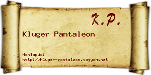 Kluger Pantaleon névjegykártya